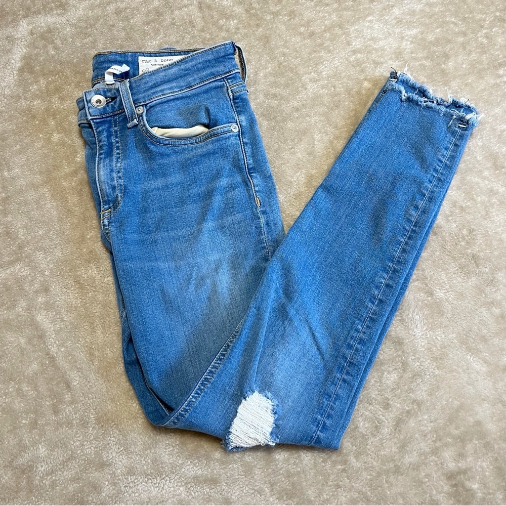 rag & bone Distressed Cate Mid-Rise Ankle Skinny Jeans